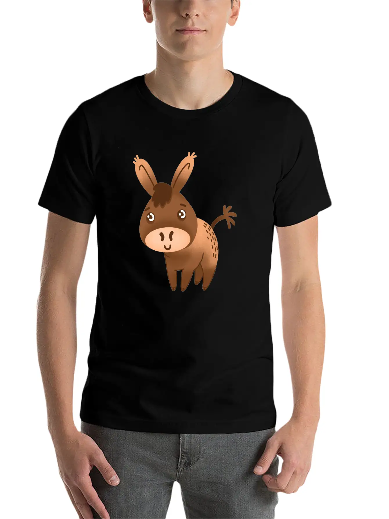 Cute Little Hand Drawn Donkey With A Cute Face Breathable Graphic T-Shirt – Perfect For Casual Days