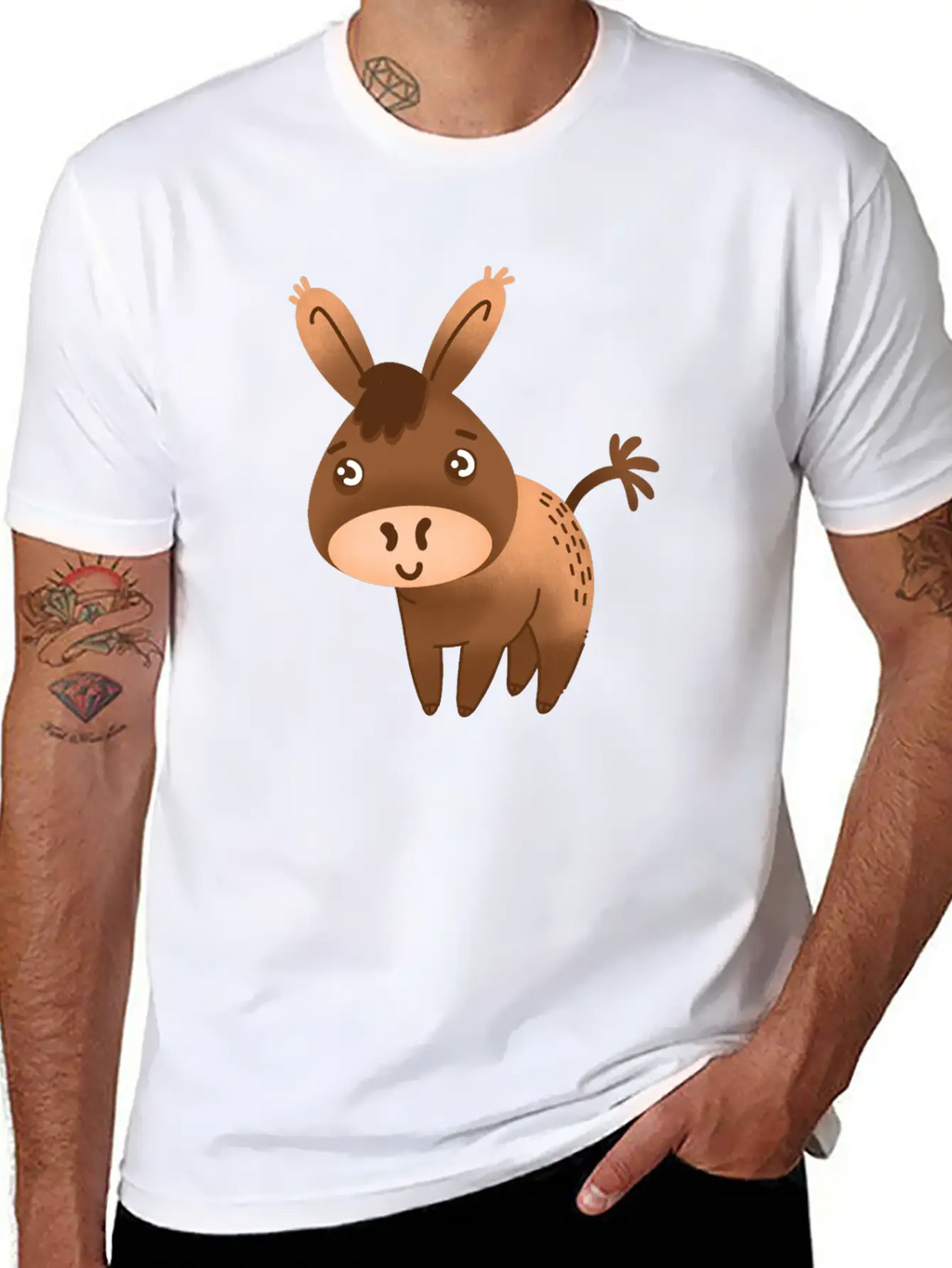 Cute Little Hand Drawn Donkey With A Cute Face Breathable Graphic T-Shirt – Perfect For Casual Days