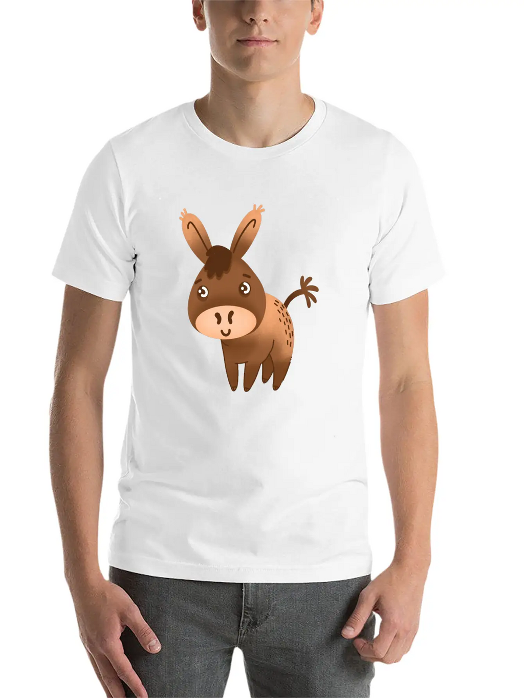 Cute Little Hand Drawn Donkey With A Cute Face Breathable Graphic T-Shirt – Perfect For Casual Days