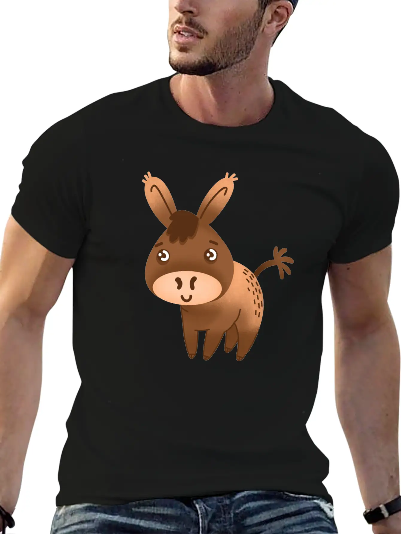 Cute Little Hand Drawn Donkey With A Cute Face Breathable Graphic T-Shirt – Perfect For Casual Days