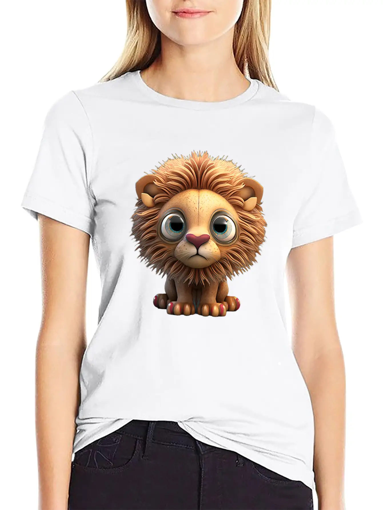 Cute Little Lion Comic Character Basic Graphic T-Shirt – Daily Comfort In Soft Cotton