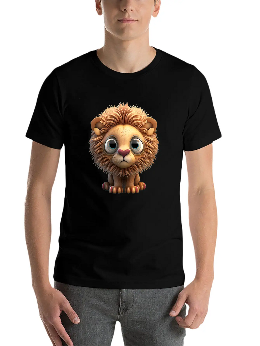 Cute Little Lion Comic Character Basic Graphic T-Shirt – Daily Comfort In Soft Cotton