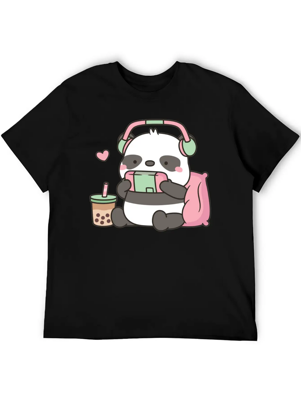 Cute Little Panda Gamer With Headphones Classic Cotton Tee – Unisex Comfort For Any Season