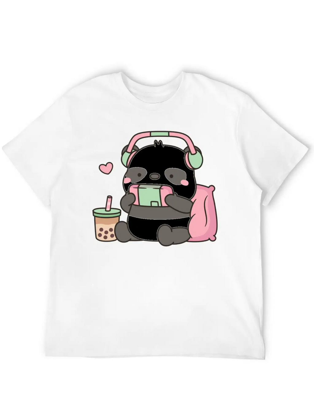 Cute Little Panda Gamer With Headphones Classic Cotton Tee – Unisex Comfort For Any Season