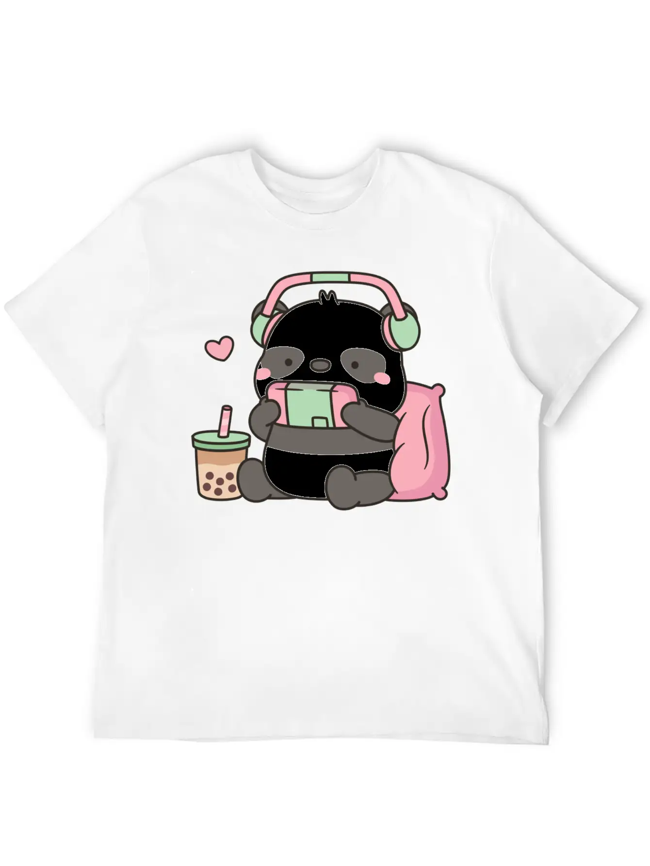 Cute Little Panda Gamer With Headphones Classic Cotton Tee – Unisex Comfort For Any Season