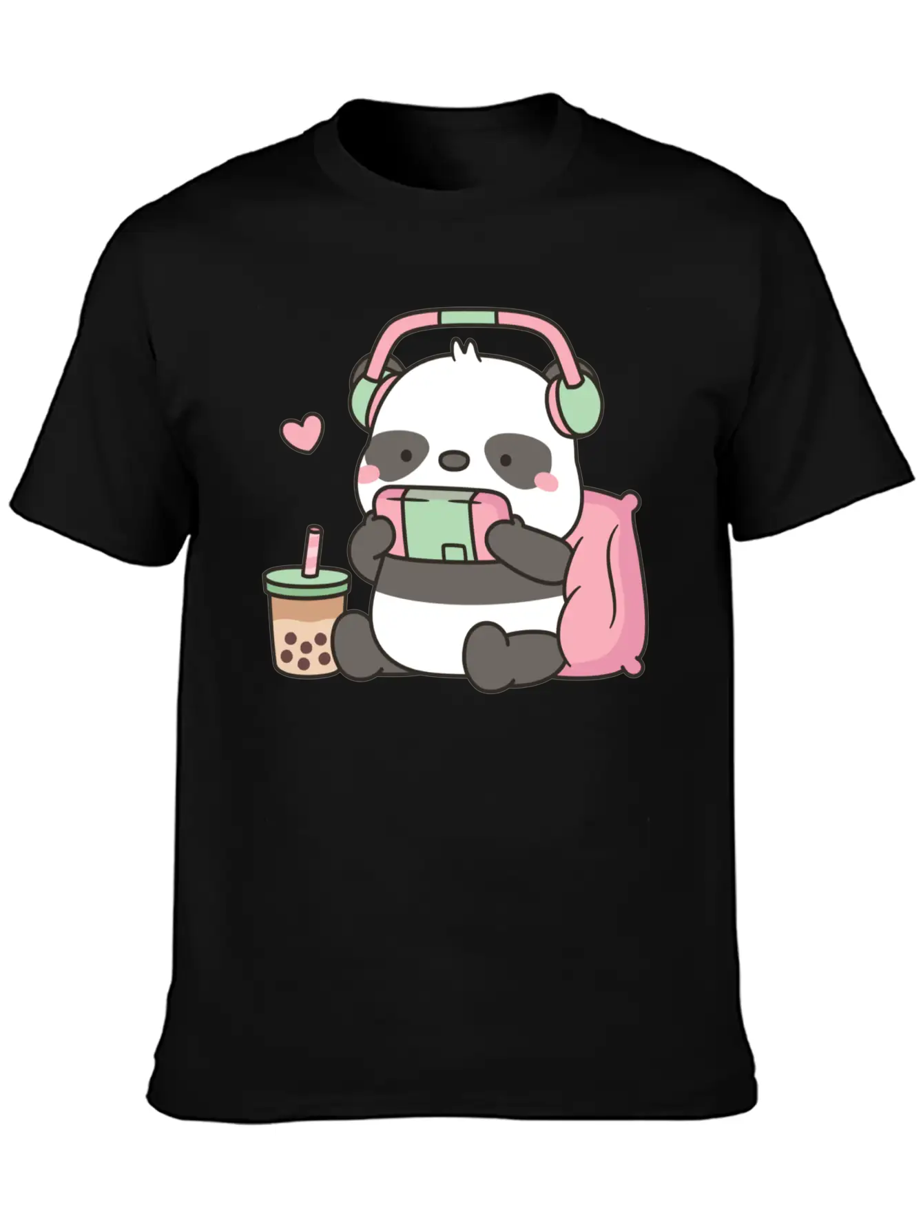 Cute Little Panda Gamer With Headphones Classic Cotton Tee – Unisex Comfort For Any Season