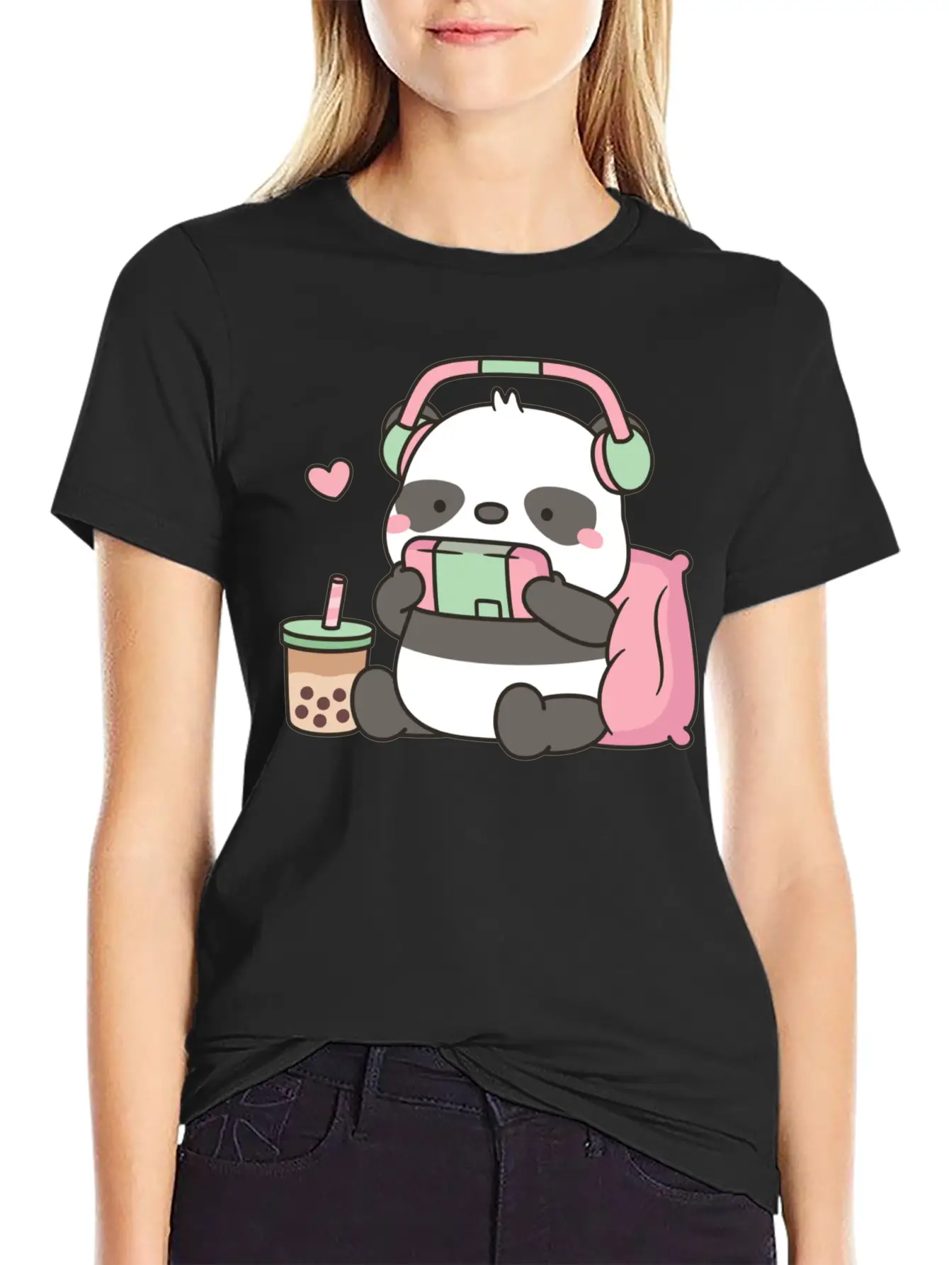 Cute Little Panda Gamer With Headphones Classic Cotton Tee – Unisex Comfort For Any Season