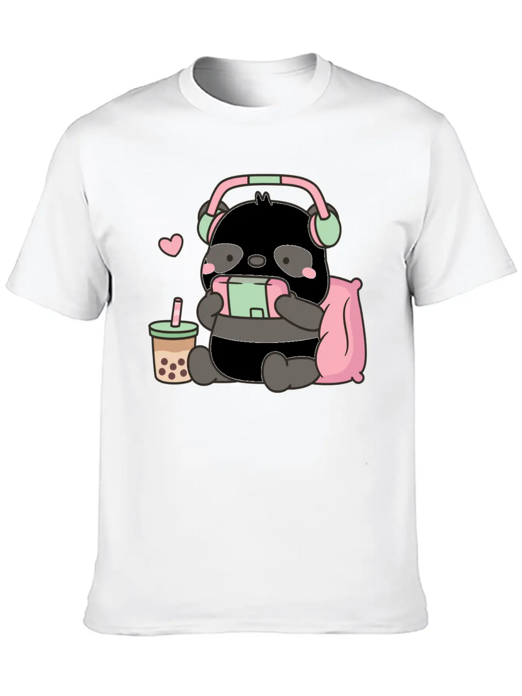 Cute Little Panda Gamer With Headphones Classic Cotton Tee – Unisex Comfort For Any Season