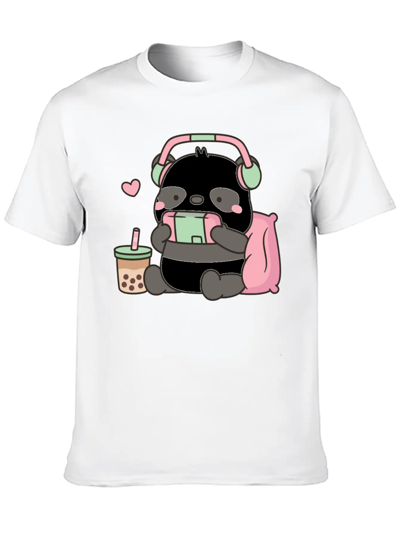 Cute Little Panda Gamer With Headphones Classic Cotton Tee – Unisex Comfort For Any Season