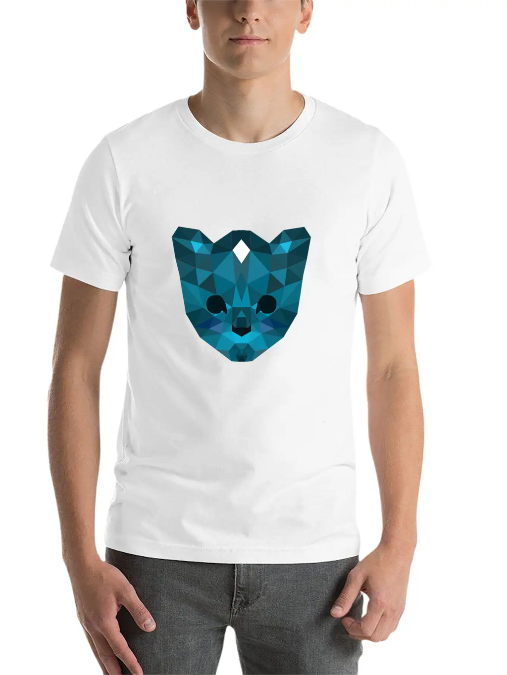 Cute Mosaic Blue Cat Timeless Short Sleeve Tee – Comfy And Minimalist Design