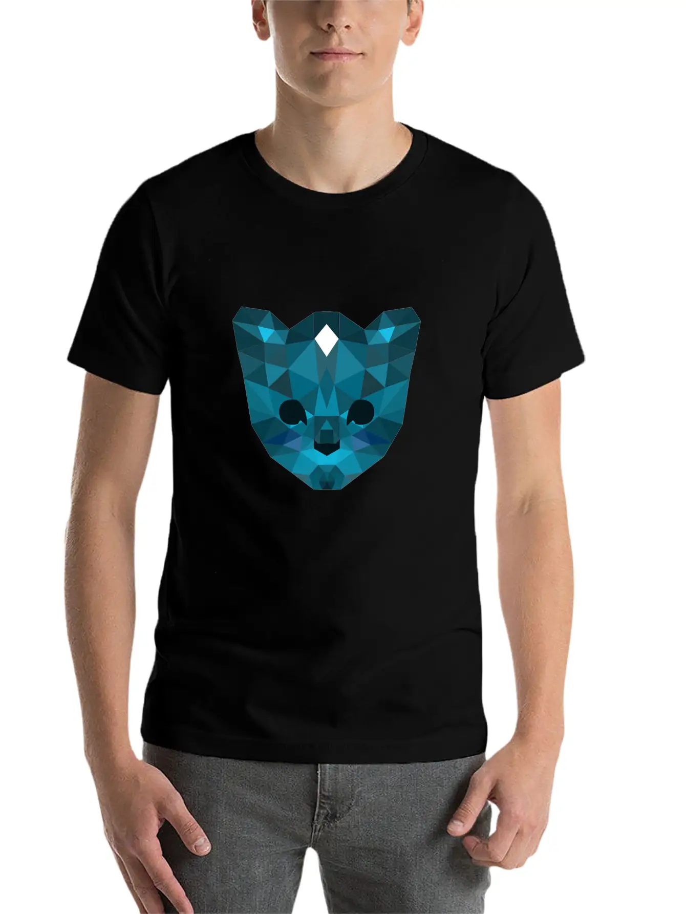 Cute Mosaic Blue Cat Timeless Short Sleeve Tee – Comfy And Minimalist Design