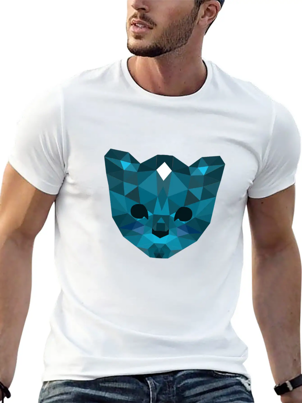 Cute Mosaic Blue Cat Timeless Short Sleeve Tee – Comfy And Minimalist Design