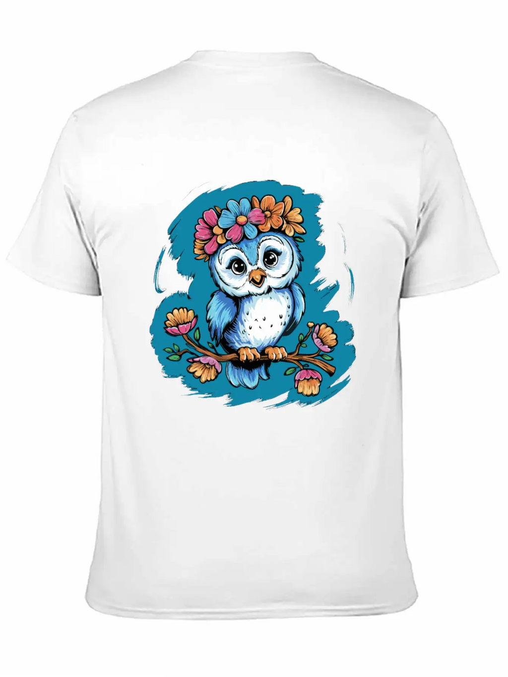 Cute Owl Bird Feathers Flowers For A Owls Fan Basic Graphic T-Shirt – Daily Comfort In Soft Cotton