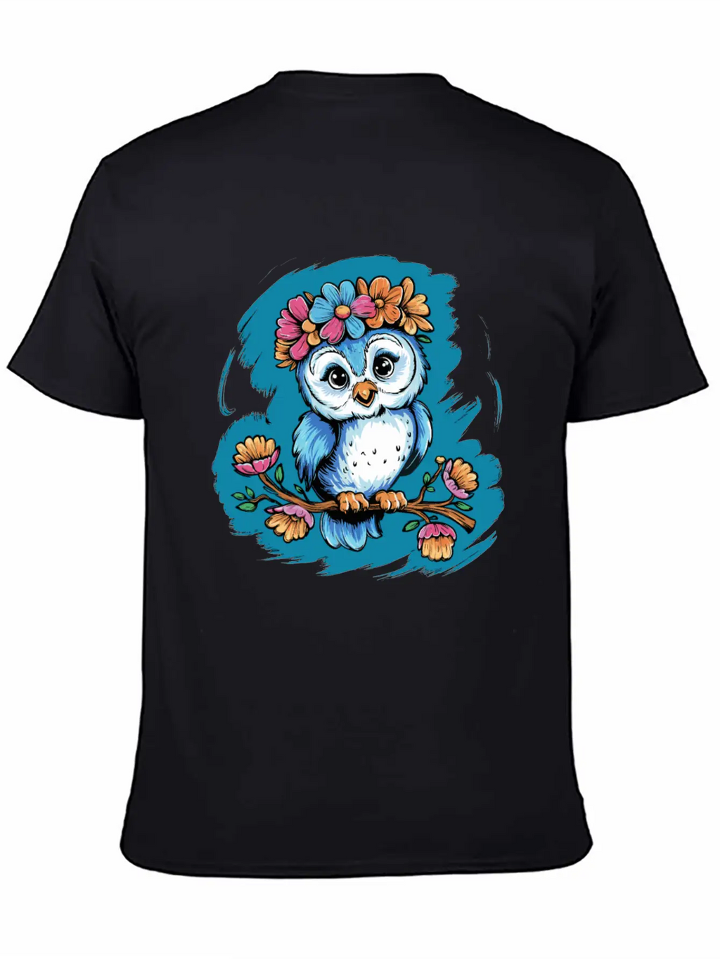 Cute Owl Bird Feathers Flowers For A Owls Fan Basic Graphic T-Shirt – Daily Comfort In Soft Cotton