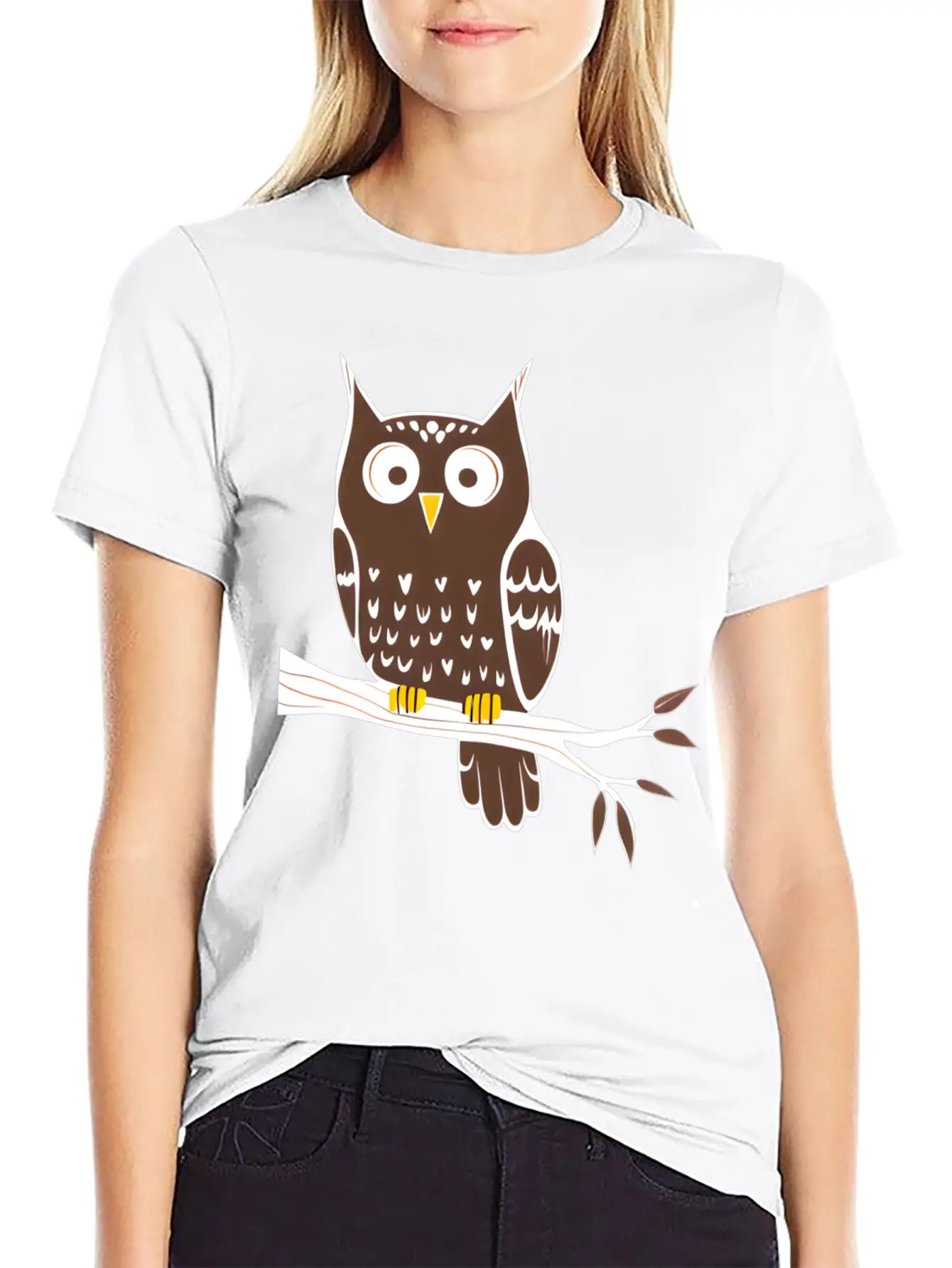 Cute Owl On A Branch Classic Cotton Tee – Unisex Comfort For Any Season