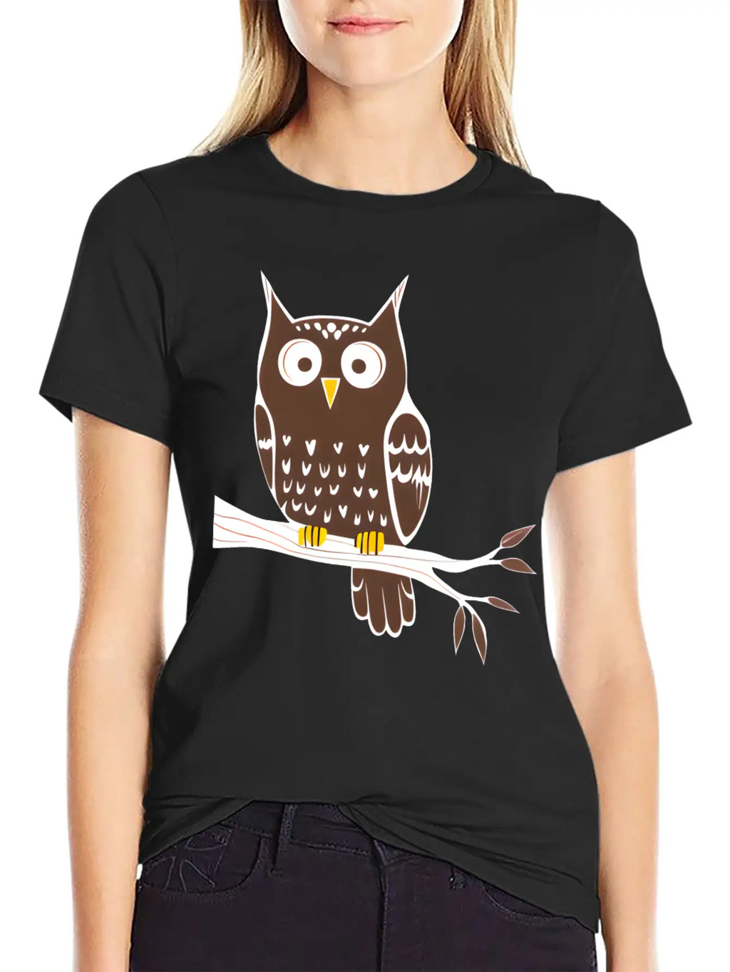 Cute Owl On A Branch Classic Cotton Tee – Unisex Comfort For Any Season
