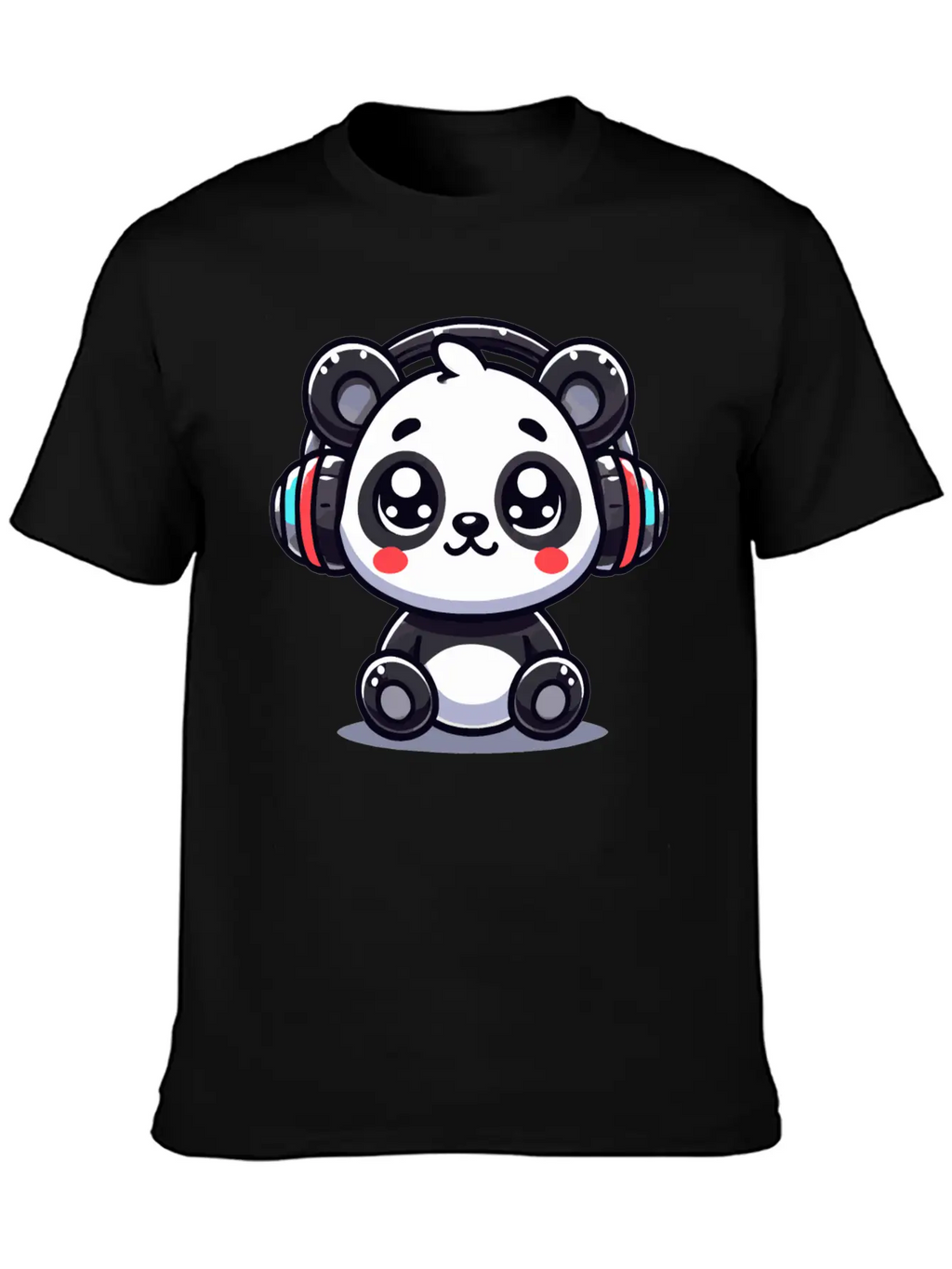 Cute Panda Headphone Motif Breathable Graphic T-Shirt – Perfect For Casual Days