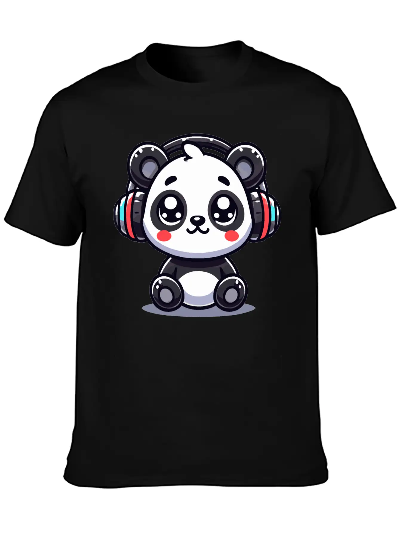 Cute Panda Headphone Motif Breathable Graphic T-Shirt – Perfect For Casual Days