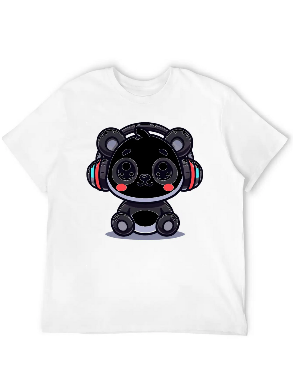 Cute Panda Headphone Motif Breathable Graphic T-Shirt – Perfect For Casual Days