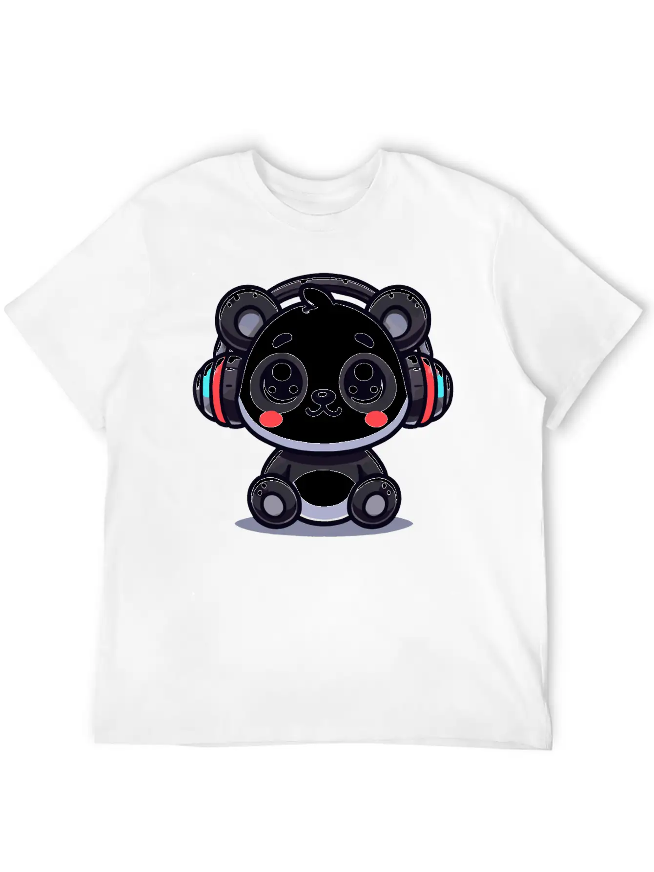 Cute Panda Headphone Motif Breathable Graphic T-Shirt – Perfect For Casual Days