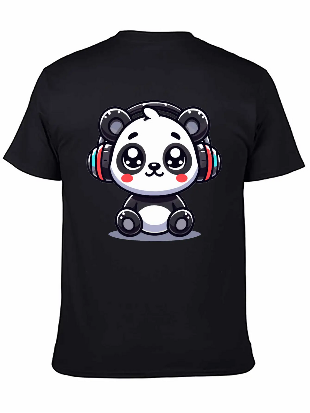 Cute Panda Headphone Motif Breathable Graphic T-Shirt – Perfect For Casual Days