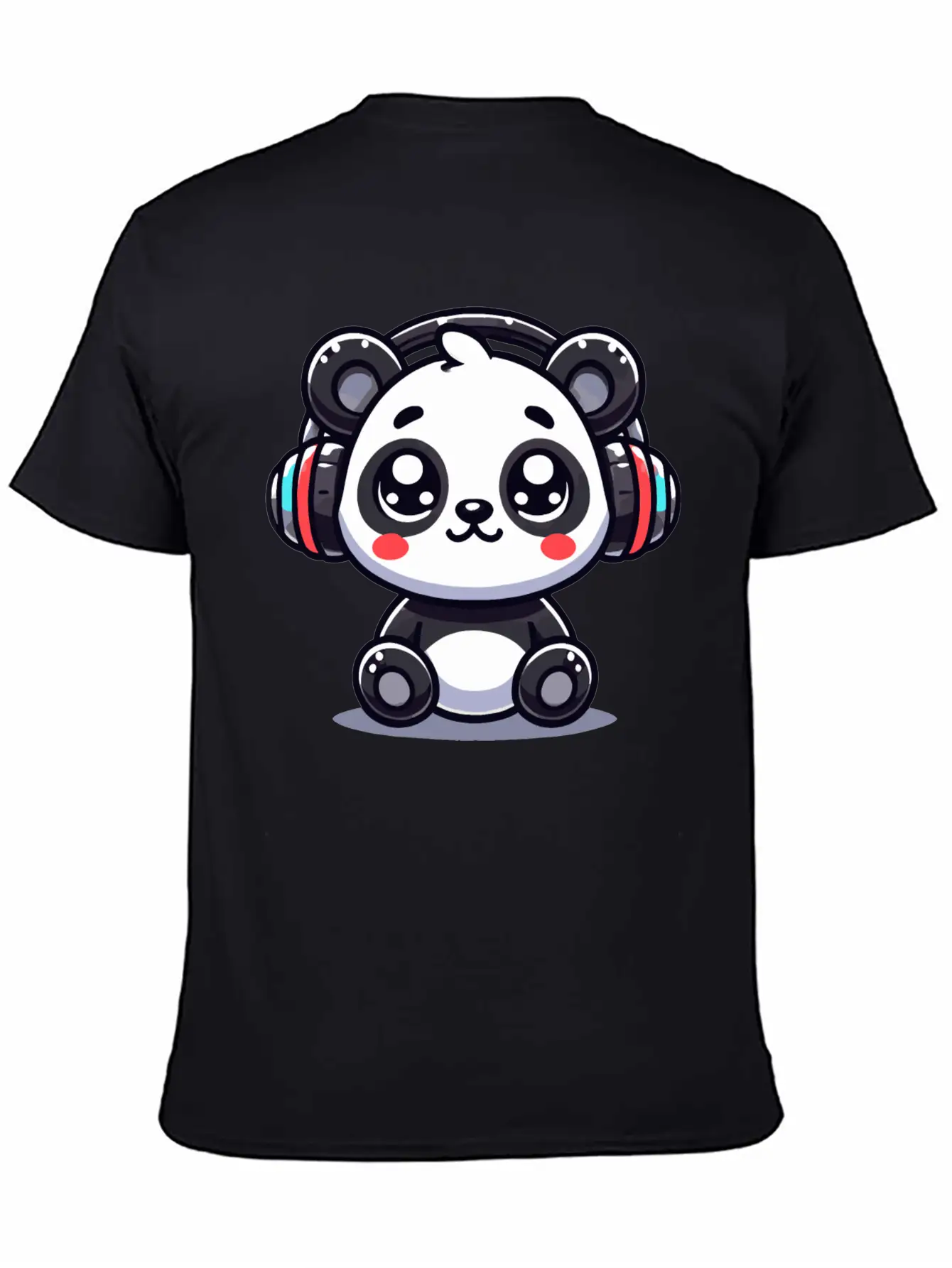 Cute Panda Headphone Motif Breathable Graphic T-Shirt – Perfect For Casual Days