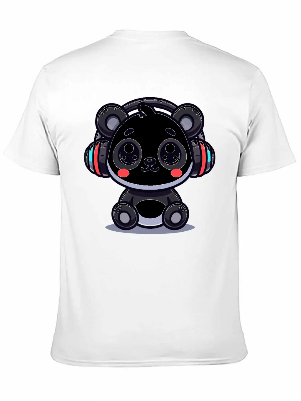 Cute Panda Headphone Motif Breathable Graphic T-Shirt – Perfect For Casual Days