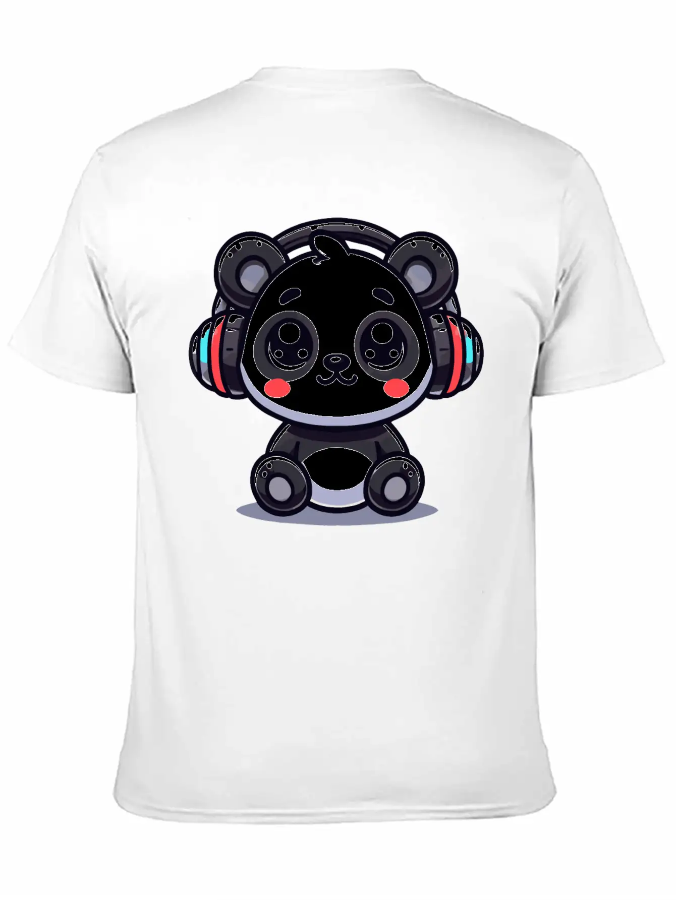 Cute Panda Headphone Motif Breathable Graphic T-Shirt – Perfect For Casual Days