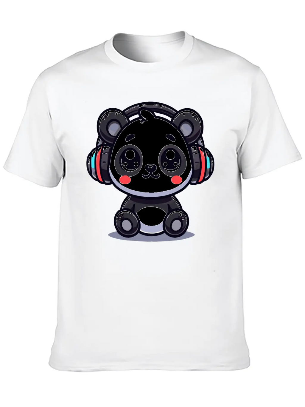 Cute Panda Headphone Motif Breathable Graphic T-Shirt – Perfect For Casual Days