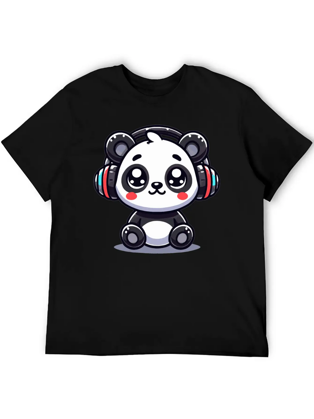 Cute Panda Headphone Motif Breathable Graphic T-Shirt – Perfect For Casual Days