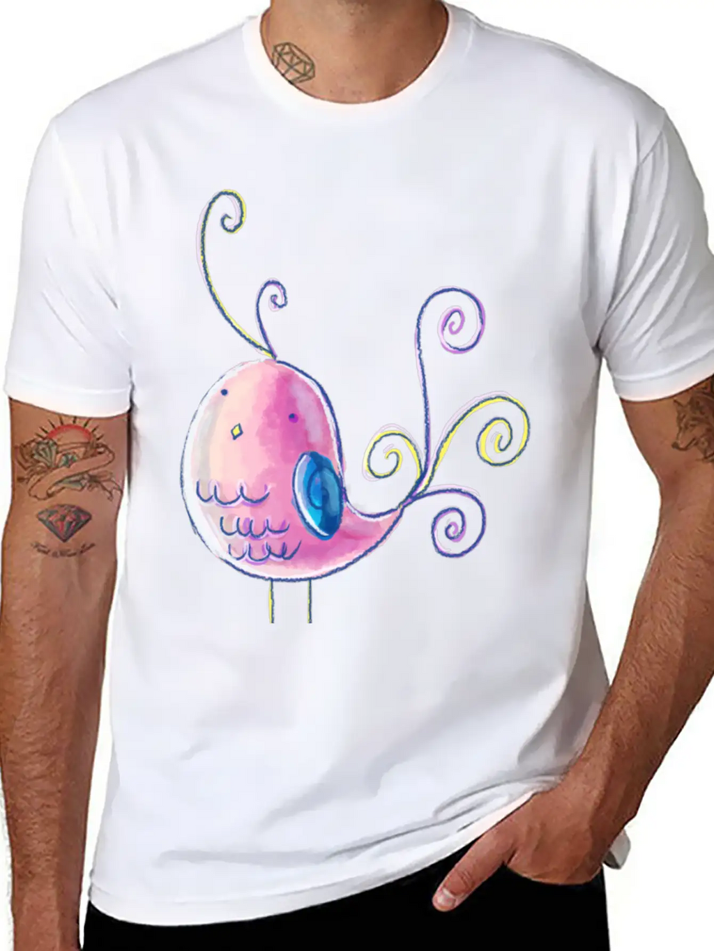 Cute Pastel Bird Unisex Casual T-Shirt – Clean Design For Daily Comfort