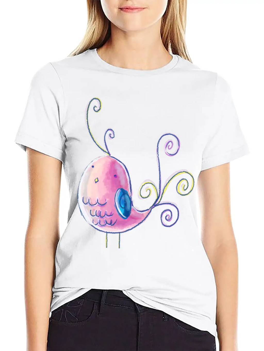 Cute Pastel Bird Unisex Casual T-Shirt – Clean Design For Daily Comfort