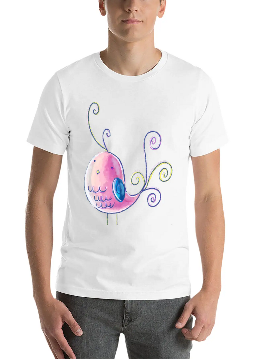 Cute Pastel Bird Unisex Casual T-Shirt – Clean Design For Daily Comfort