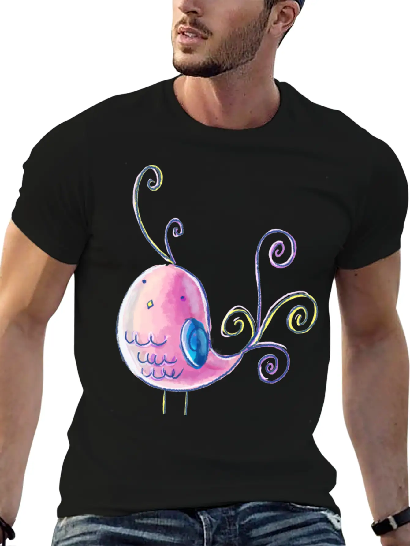 Cute Pastel Bird Unisex Casual T-Shirt – Clean Design For Daily Comfort