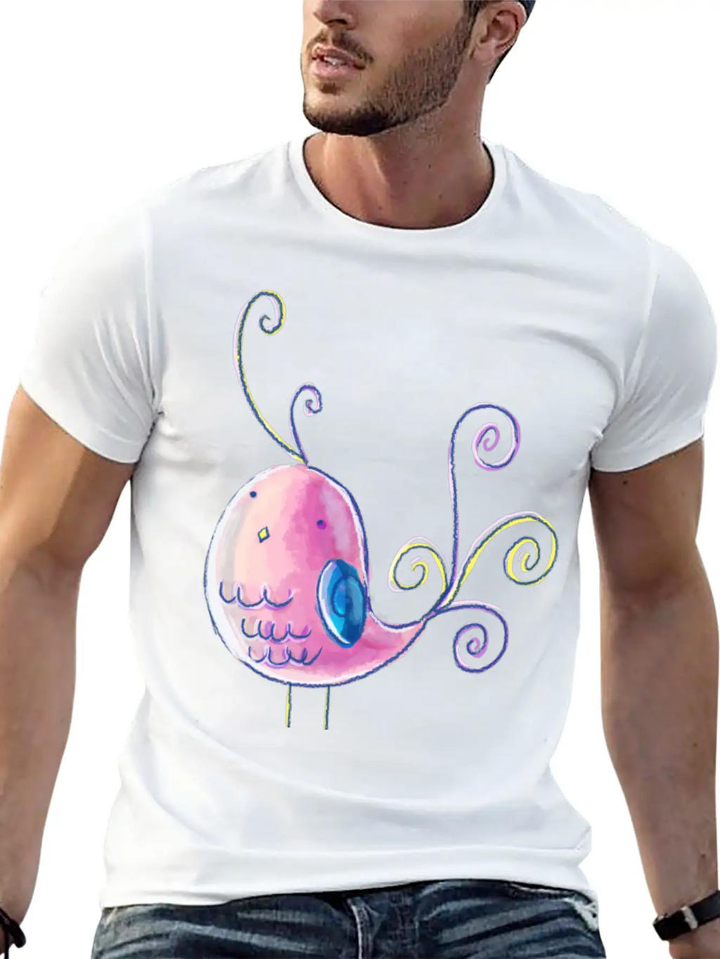 Cute Pastel Bird Unisex Casual T-Shirt – Clean Design For Daily Comfort