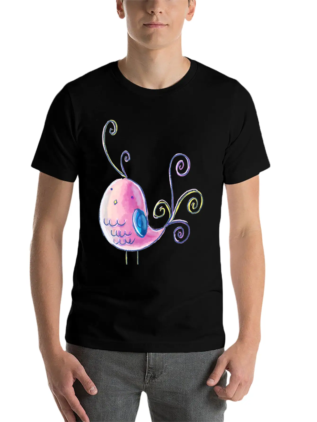 Cute Pastel Bird Unisex Casual T-Shirt – Clean Design For Daily Comfort