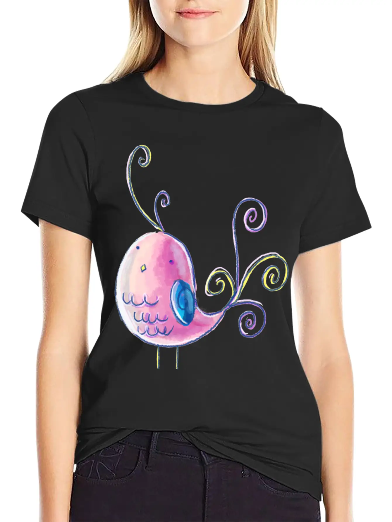 Cute Pastel Bird Unisex Casual T-Shirt – Clean Design For Daily Comfort