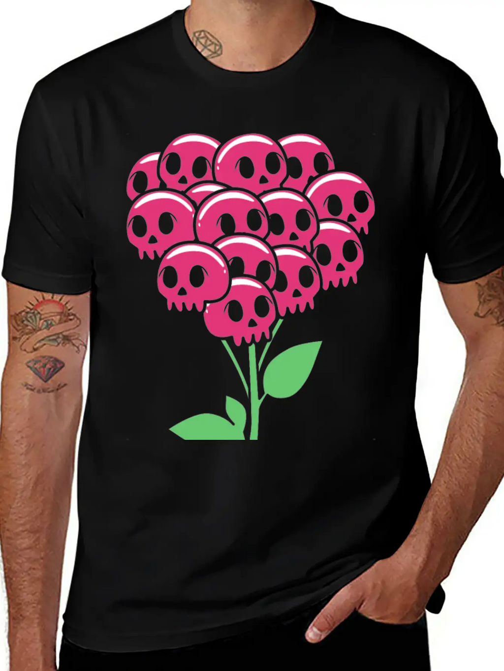 Cute Pastel Goth Halloween Skull Flower Stylish Everyday T-Shirt – Unisex Basic Cotton Tee