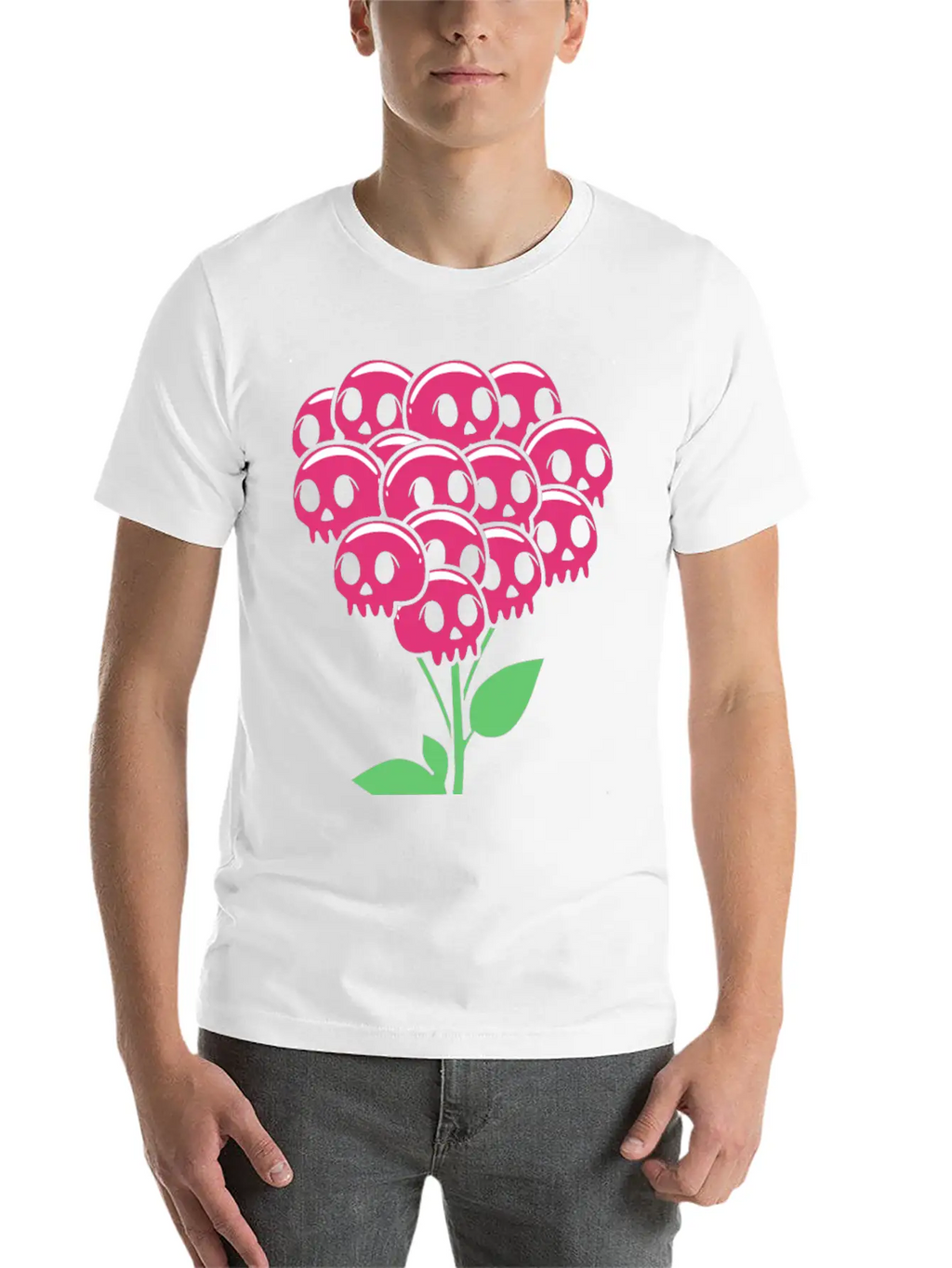 Cute Pastel Goth Halloween Skull Flower Stylish Everyday T-Shirt – Unisex Basic Cotton Tee