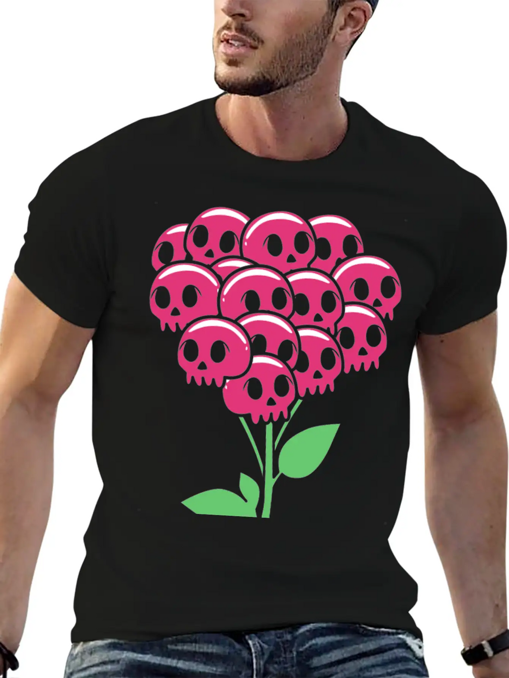 Cute Pastel Goth Halloween Skull Flower Stylish Everyday T-Shirt – Unisex Basic Cotton Tee