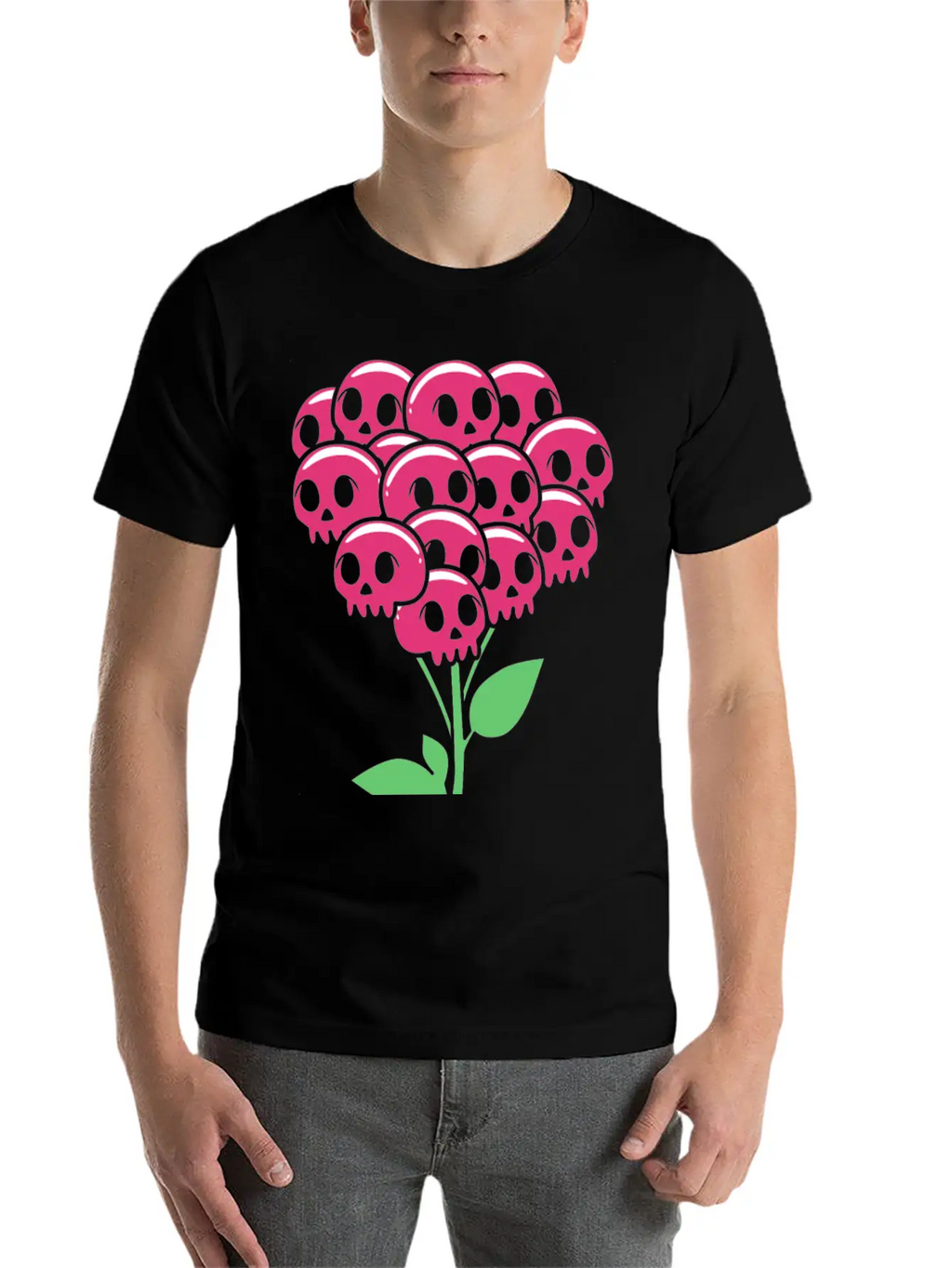 Cute Pastel Goth Halloween Skull Flower Stylish Everyday T-Shirt – Unisex Basic Cotton Tee