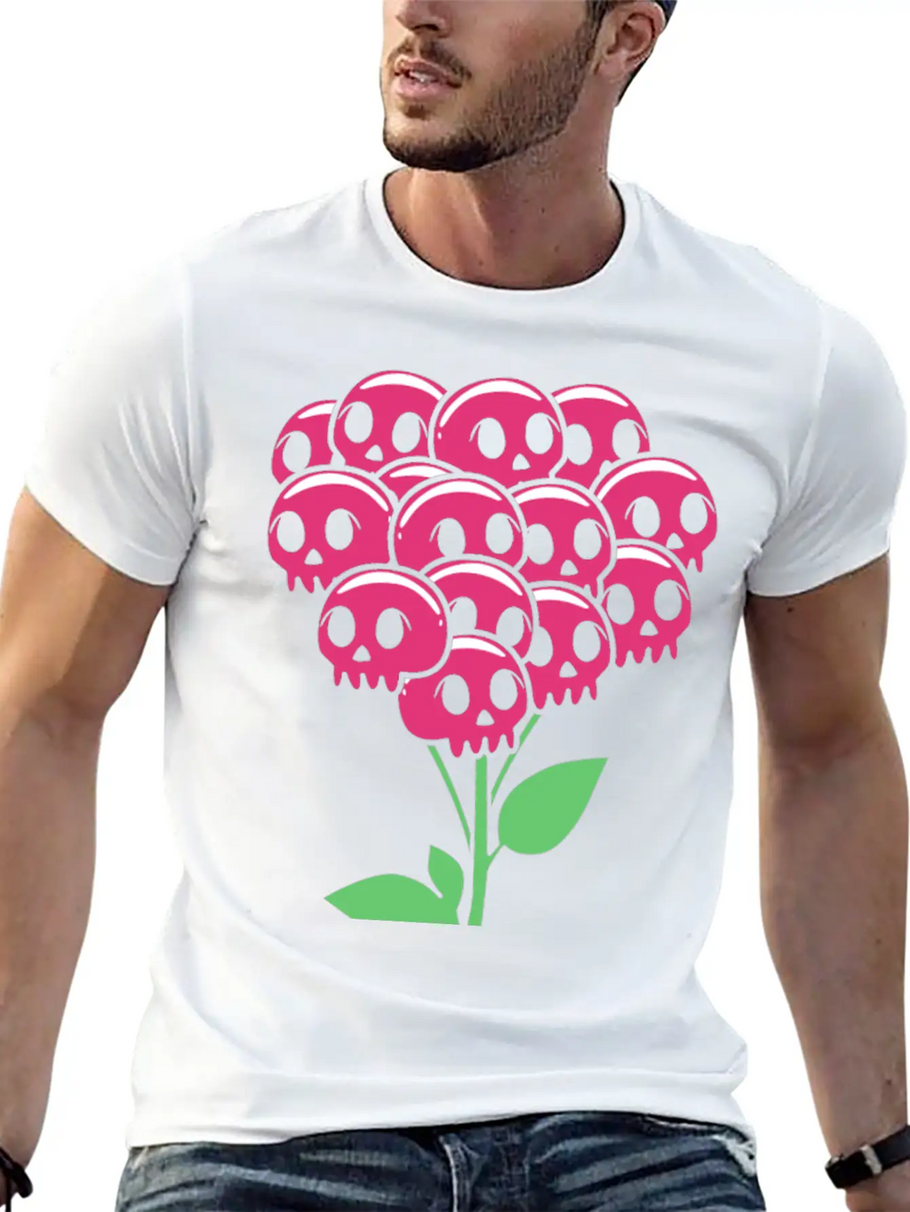 Cute Pastel Goth Halloween Skull Flower Stylish Everyday T-Shirt – Unisex Basic Cotton Tee