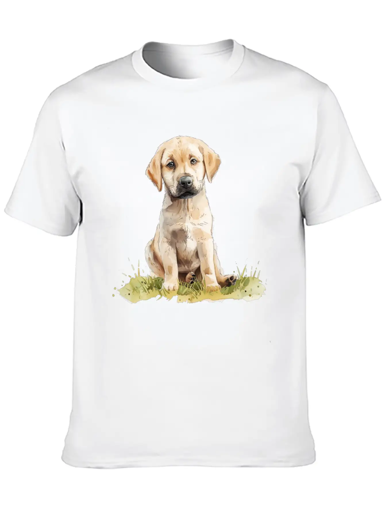 Cute Puppy Labrador Retriever Watercolor Essential Cotton Tee For Daily Outfits – Unisex Style