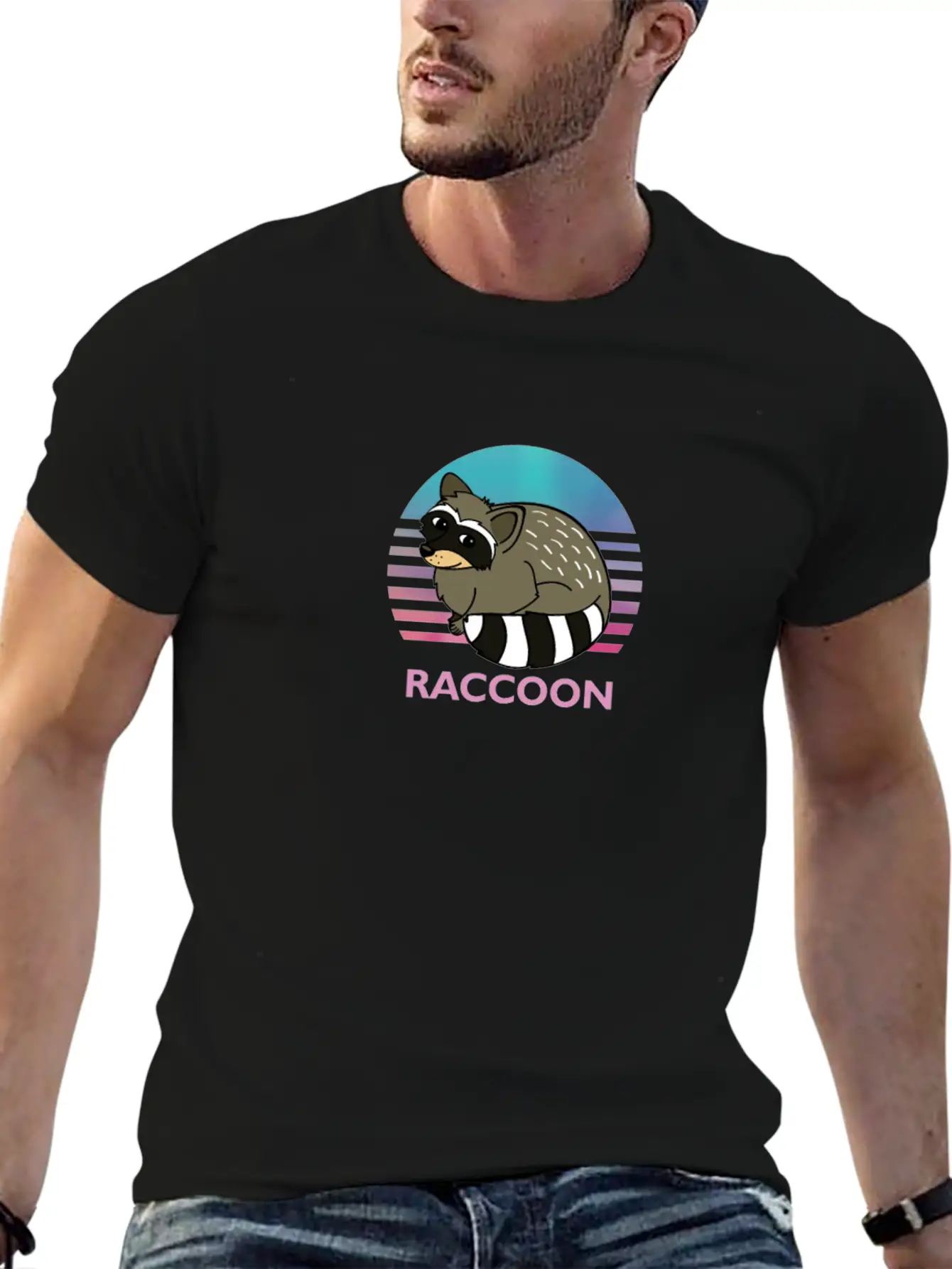 Cute Raccoon Animal Art Animals Graphic Wildlife Breathable Soft Cotton T-Shirt – Timeless Casual Look