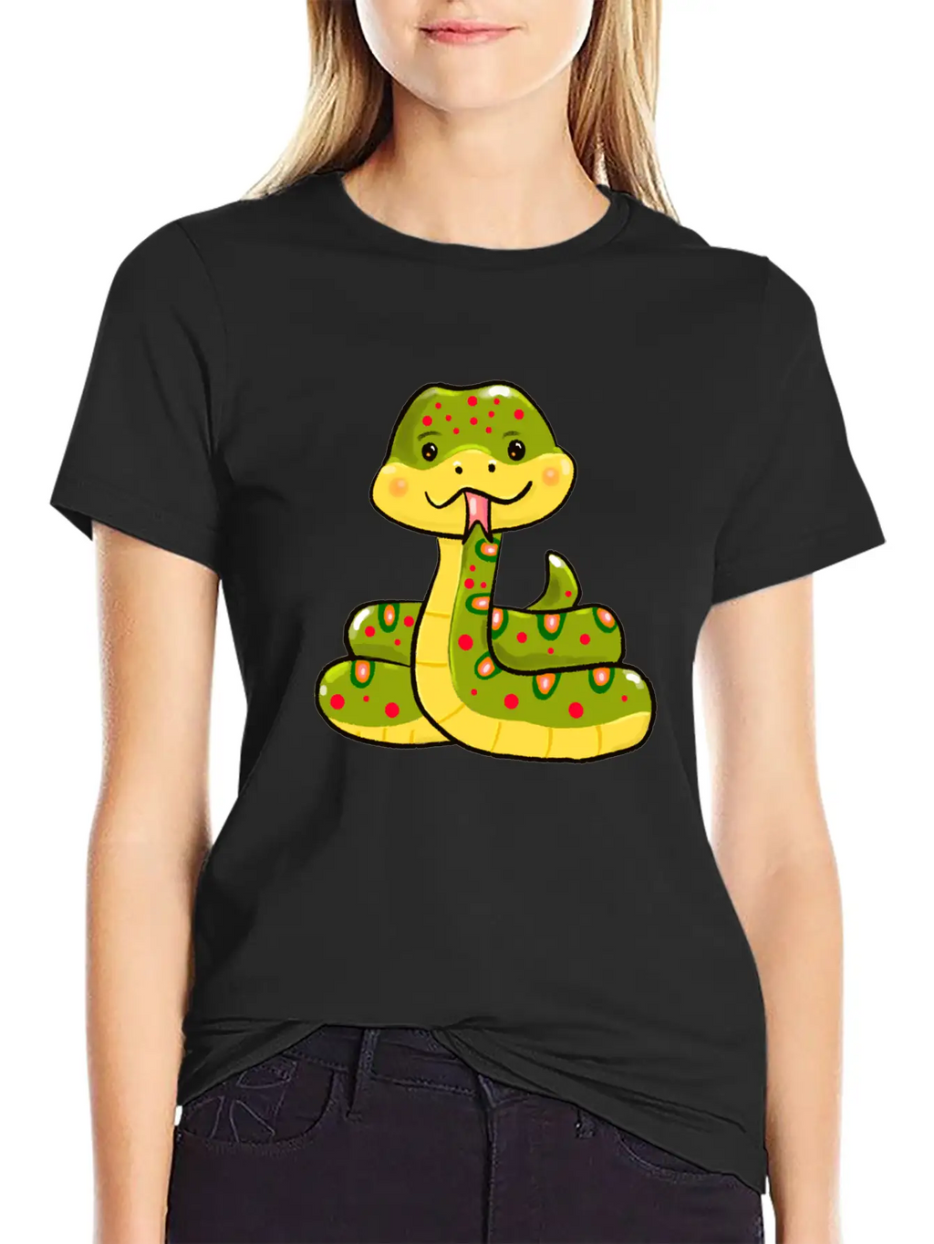 Cute Snake Relaxed Everyday Tee – Lightweight And Durable Cotton