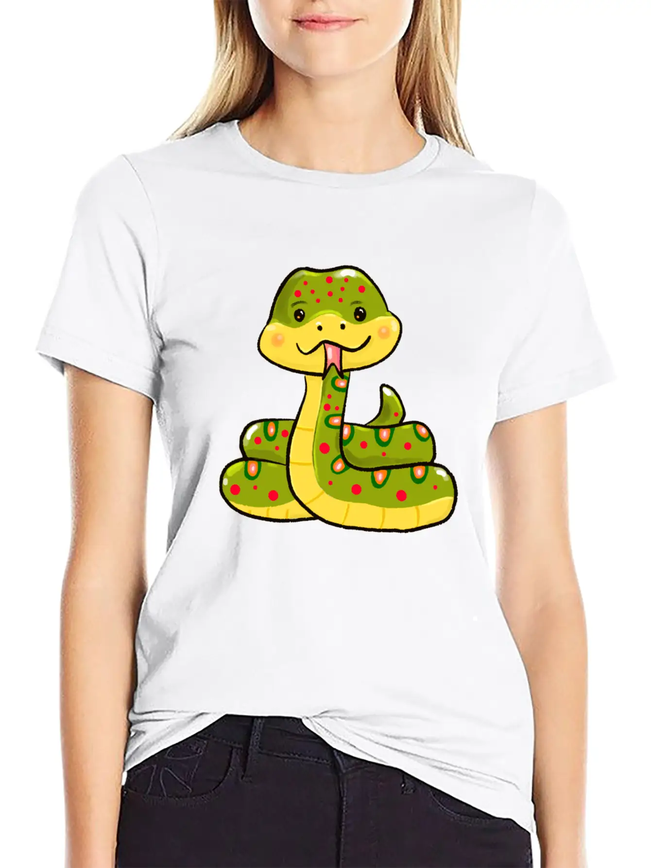 Cute Snake Relaxed Everyday Tee – Lightweight And Durable Cotton