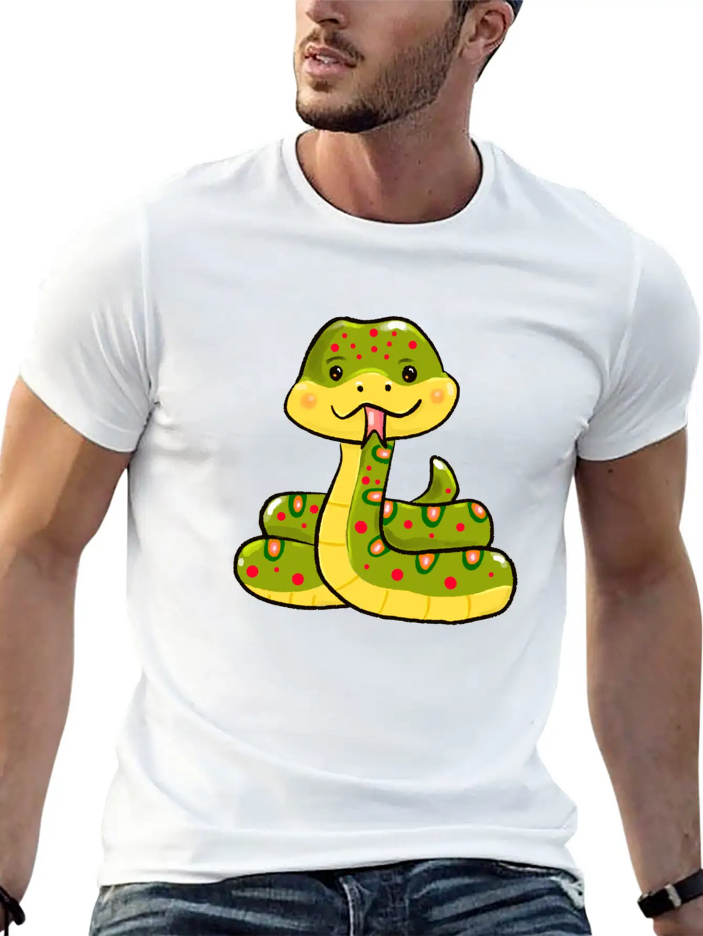 Cute Snake Relaxed Everyday Tee – Lightweight And Durable Cotton