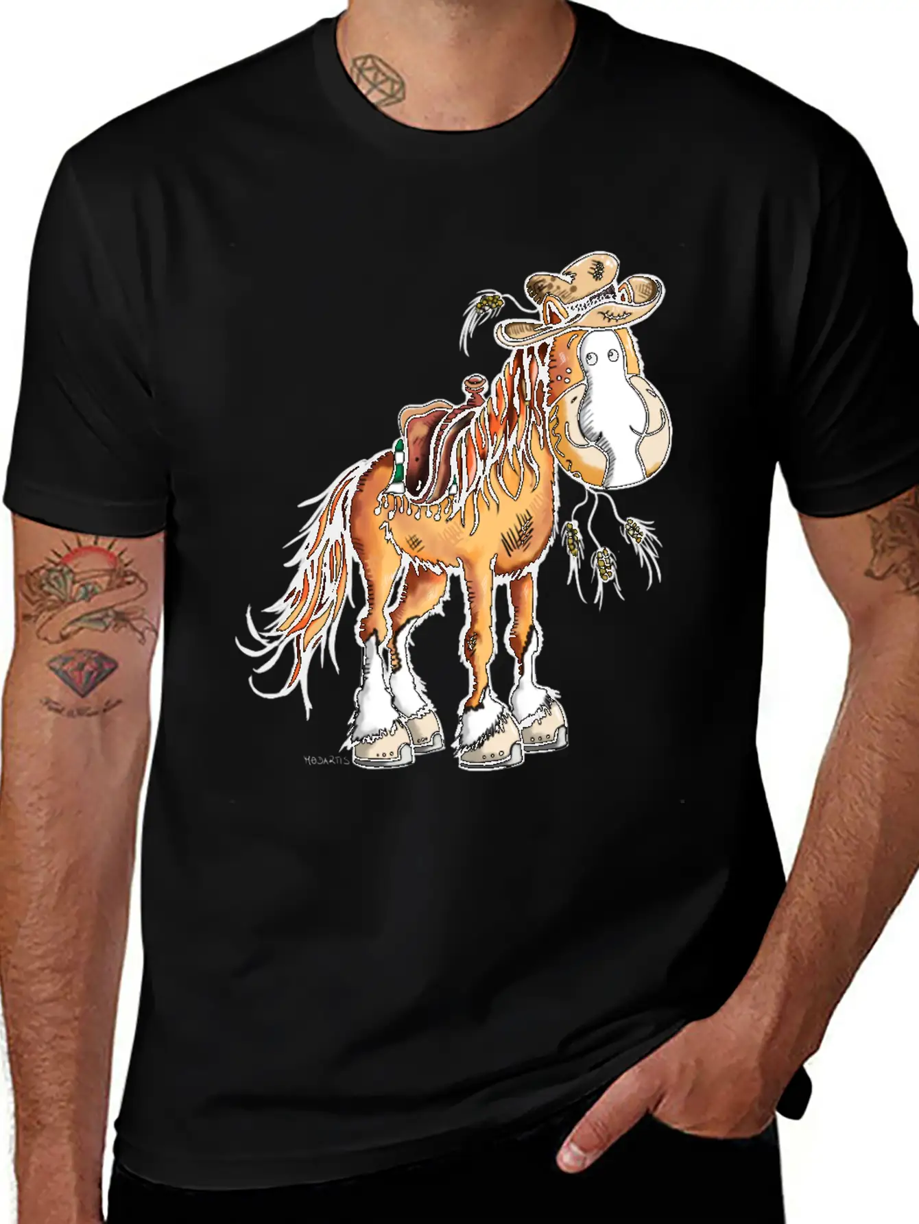 Cute Western Horse - Horses - Gift - Cowboy Basic Graphic T-Shirt – Daily Comfort In Soft Cotton