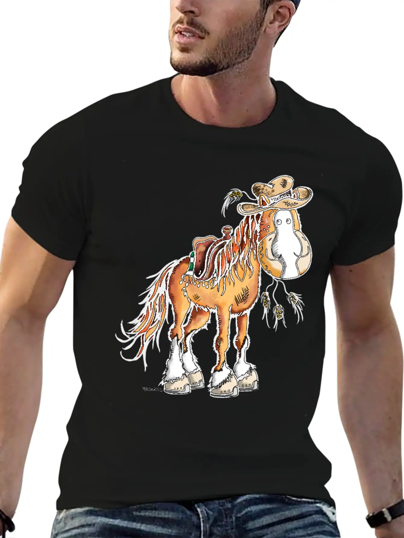 Cute Western Horse - Horses - Gift - Cowboy Basic Graphic T-Shirt – Daily Comfort In Soft Cotton