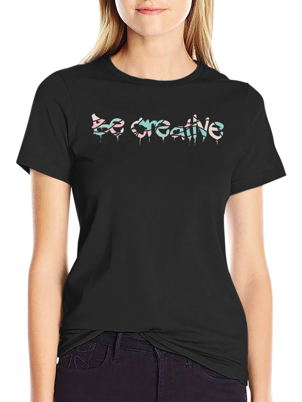 Be Creative Graphic Tee - Black Cotton Comfort